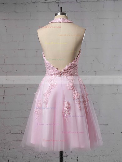 A-line Halter Tulle Short/Mini Beading Prom Dresses #Favs020106322