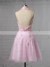 A-line Halter Tulle Short/Mini Beading Prom Dresses #Favs020106322