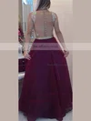 A-line Scoop Neck Chiffon Floor-length Beading Prom Dresses #Favs020102385