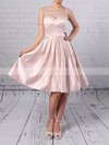 A-line Scoop Neck Satin Tulle Short/Mini Beading Prom Dresses #Favs020106324