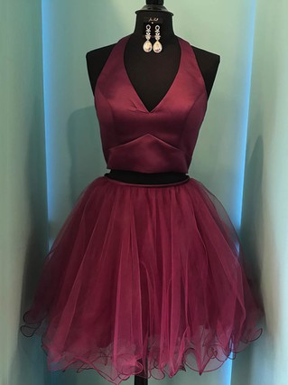 Ball Gown Halter Satin Tulle Short/Mini Prom Dresses #Favs020106326 Ball Gown Halter Satin Tulle Short/Mini Prom Dresses #Favs020106326