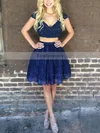 A-line V-neck Lace Short/Mini Beading Prom Dresses #Favs020106329