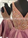 Princess V-neck Satin Short/Mini Beading Prom Dresses #Favs020106332