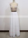 A-line Scoop Neck Chiffon Floor-length Beading Prom Dresses #Favs020102388
