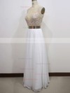 A-line Scoop Neck Chiffon Floor-length Beading Prom Dresses #Favs020102388