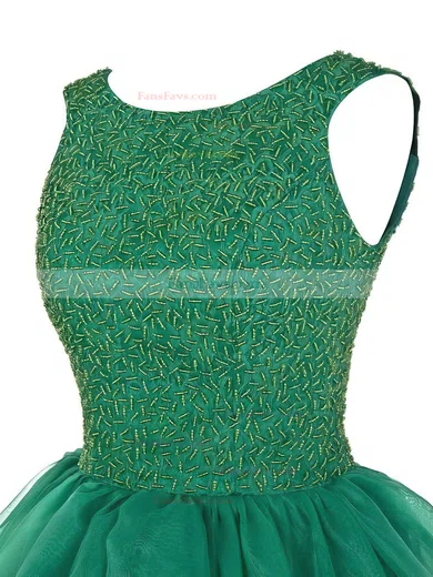 Ball Gown Scoop Neck Organza Floor-length Beading Prom Dresses #Favs020102390