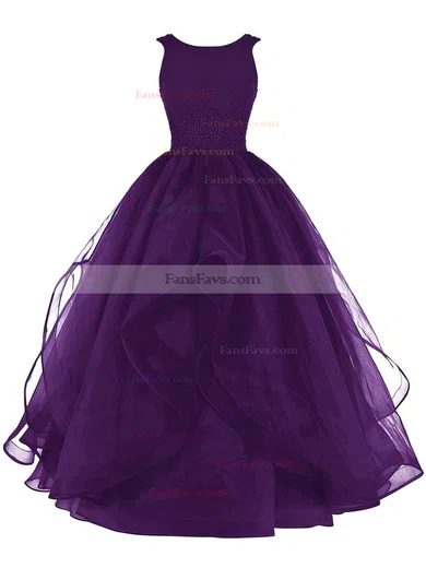 Ball Gown Scoop Neck Organza Floor-length Beading Prom Dresses #Favs020102390