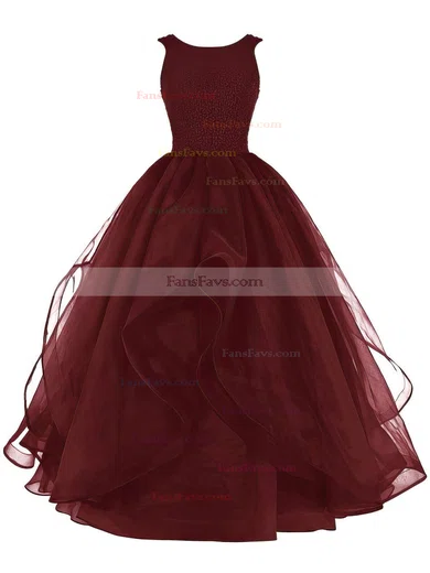 Ball Gown Scoop Neck Organza Floor-length Beading Prom Dresses #Favs020102390