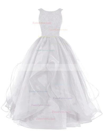 Ball Gown Scoop Neck Organza Floor-length Beading Prom Dresses #Favs020102390