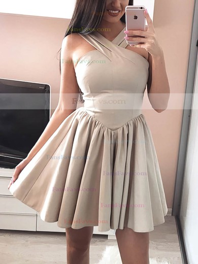A-line V-neck Silk-like Satin Short/Mini Prom Dresses #Favs020106344