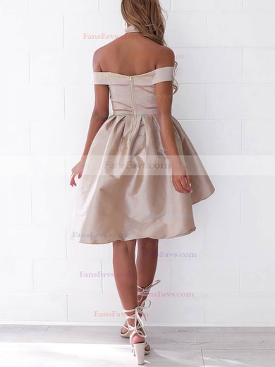 A-line Off-the-shoulder Satin Asymmetrical Ruffles Prom Dresses #Favs020106345