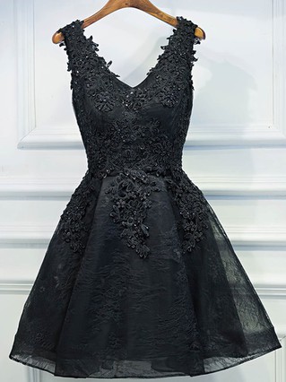 A-line V-neck Lace Short/Mini Appliques Lace Prom Dresses #Favs020106346 A-line V-neck Lace Short/Mini Appliques Lace Prom Dresses #Favs020106346