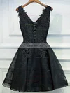 A-line V-neck Lace Short/Mini Appliques Lace Prom Dresses #Favs020106346