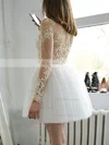 Princess Scoop Neck Tulle Short/Mini Appliques Lace Prom Dresses #Favs020106351