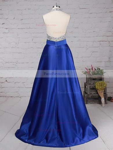 Ball Gown Halter Satin Floor-length Beading Prom Dresses #Favs020102391