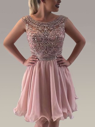 A-line Scoop Neck Tulle Chiffon Knee-length Sequins Prom Dresses #Favs020106356 A-line Scoop Neck Tulle Chiffon Knee-length Sequins Prom Dresses #Favs020106356