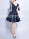 A-line V-neck Satin Tulle Short/Mini Appliques Lace Prom Dresses #Favs020106357