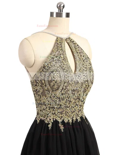 A-line Halter Chiffon Tulle Short/Mini Beading Prom Dresses #Favs020106360