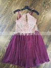 A-line Halter Chiffon Tulle Short/Mini Beading Prom Dresses #Favs020106360