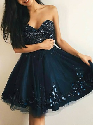 Princess Sweetheart Tulle Short/Mini Beading Prom Dresses #Favs020106362 Princess Sweetheart Tulle Short/Mini Beading Prom Dresses #Favs020106362