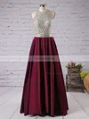 Princess Scoop Neck Satin Floor-length Beading Prom Dresses #Favs020102392