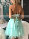 A-line Sweetheart Tulle Short/Mini Beading Prom Dresses #Favs020106369