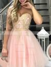 A-line Sweetheart Tulle Short/Mini Beading Prom Dresses #Favs020106369
