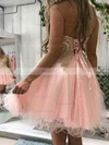 A-line Sweetheart Tulle Short/Mini Beading Prom Dresses #Favs020106369