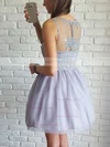 A-line Scoop Neck Tulle Short/Mini Appliques Lace Prom Dresses #Favs020106371