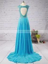 A-line V-neck Chiffon Sweep Train Beading Prom Dresses #Favs020102404