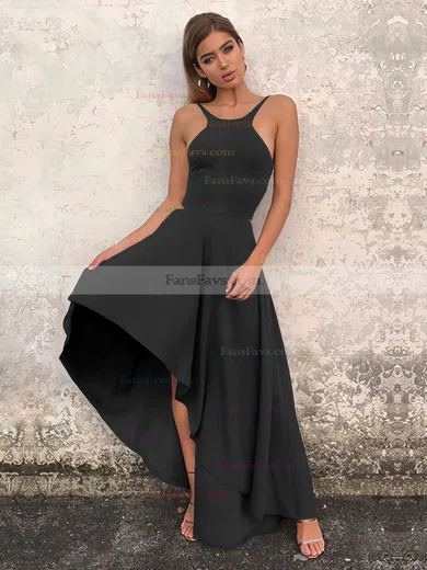 A-line Scoop Neck Silk-like Satin Asymmetrical Prom Dresses #Favs020106378