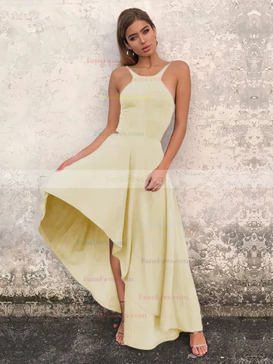 A-line Scoop Neck Silk-like Satin Asymmetrical Prom Dresses #Favs020106378