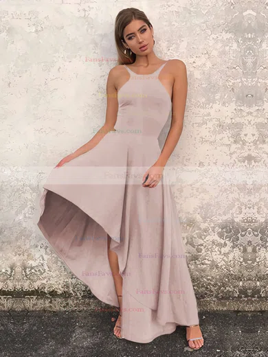 A-line Scoop Neck Silk-like Satin Asymmetrical Prom Dresses #Favs020106378