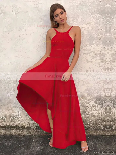 A-line Scoop Neck Silk-like Satin Asymmetrical Prom Dresses #Favs020106378