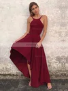 A-line Scoop Neck Silk-like Satin Asymmetrical Prom Dresses #Favs020106378