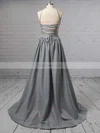A-line Halter Silk-like Satin Sweep Train Prom Dresses #Favs020106379