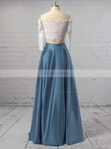 Ball Gown Off-the-shoulder Lace Satin Floor-length Pockets Prom Dresses #Favs020106380