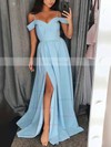 A-line Off-the-shoulder Silk-like Satin Floor-length Split Front Prom Dresses #Favs020106382