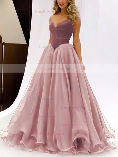 Ball Gown V-neck Organza Velvet Floor-length Prom Dresses #Favs020102419