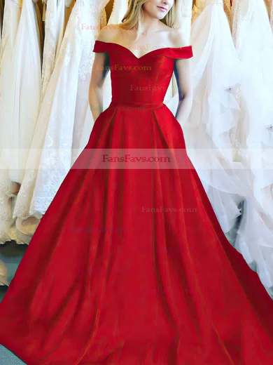 Ball Gown Off-the-shoulder Satin Floor-length Sashes / Ribbons Prom Dresses #Favs020106386