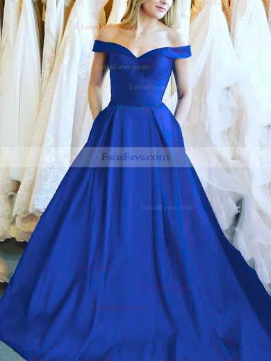 Ball Gown Off-the-shoulder Satin Floor-length Sashes / Ribbons Prom Dresses #Favs020106386