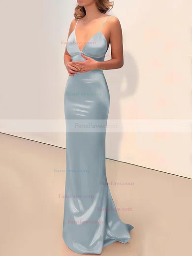 Sheath/Column V-neck Silk-like Satin Floor-length Buttons Prom Dresses #Favs020106387