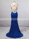 Trumpet/Mermaid Scoop Neck Silk-like Satin Sweep Train Prom Dresses #Favs020106395