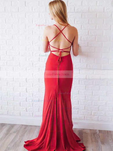 Trumpet/Mermaid Halter Jersey Sweep Train Prom Dresses #Favs020106396