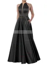 Princess Scoop Neck Satin Floor-length Pockets Prom Dresses #Favs020106399