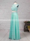A-line Scoop Neck Chiffon Sweep Train Beading Prom Dresses #Favs020101059