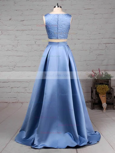 Princess Scoop Neck Satin Floor-length Pockets Prom Dresses #Favs020105049