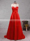 Princess High Neck Satin Sweep Train Beading Prom Dresses #Favs020105066