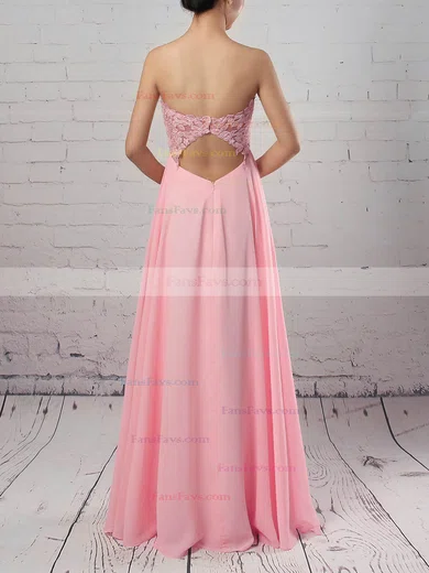 A-line Sweetheart Chiffon Floor-length Appliques Lace Prom Dresses #Favs020105072