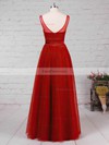 A-line V-neck Tulle Floor-length Appliques Lace Prom Dresses #Favs020105082